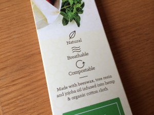 The wraps are natural, breathable and compostable. The natural oils make them smell really great!